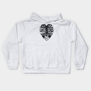 Skeletal bones of the human chest in the shape of a heart Kids Hoodie